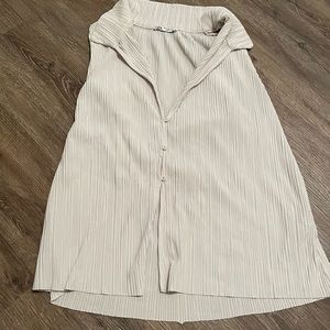 Satin Ribbed Button Down Collar Tank